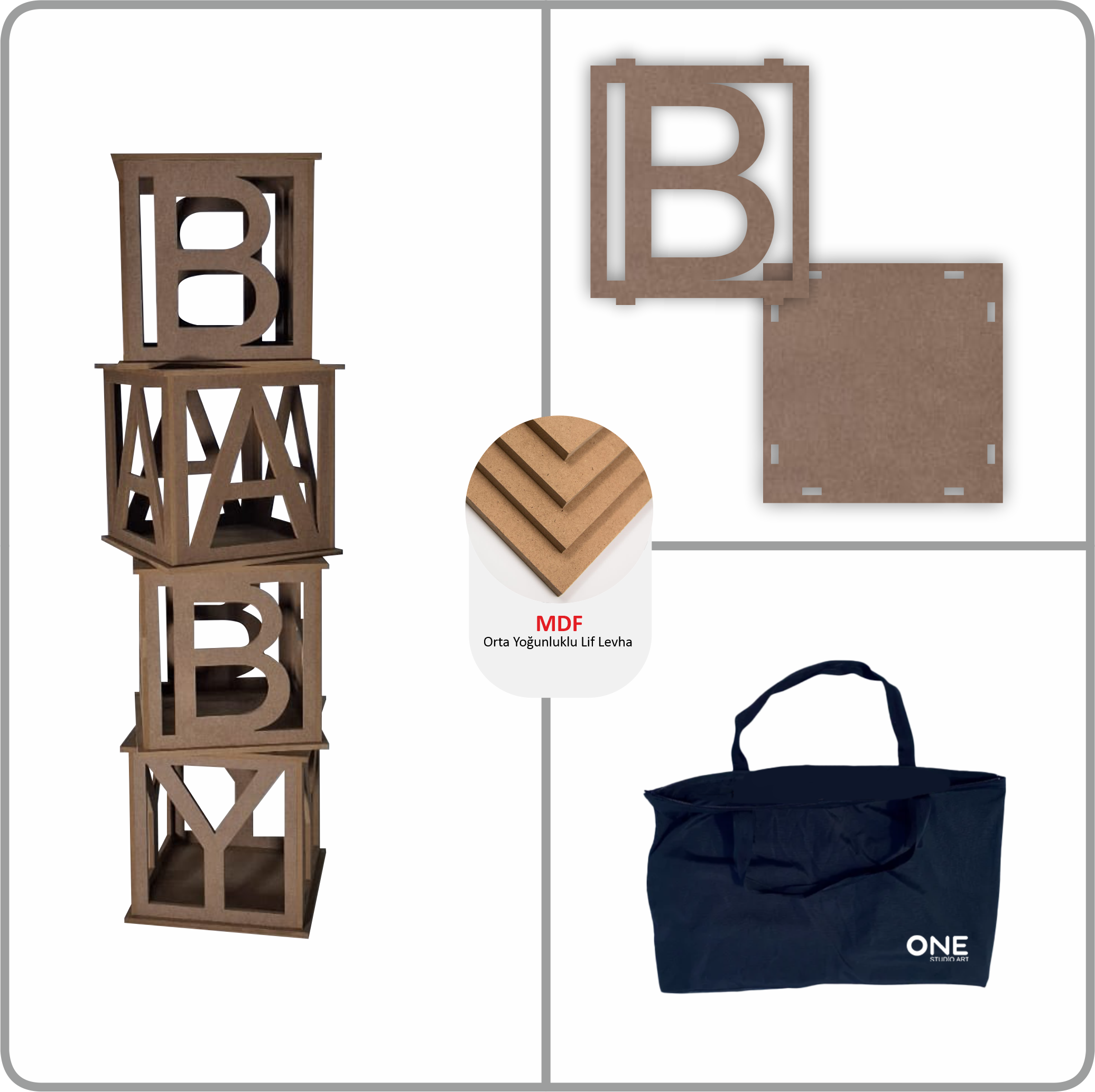 Bebek Blokları Parti Panelleri MDF Boyalı veya Boyasız baby