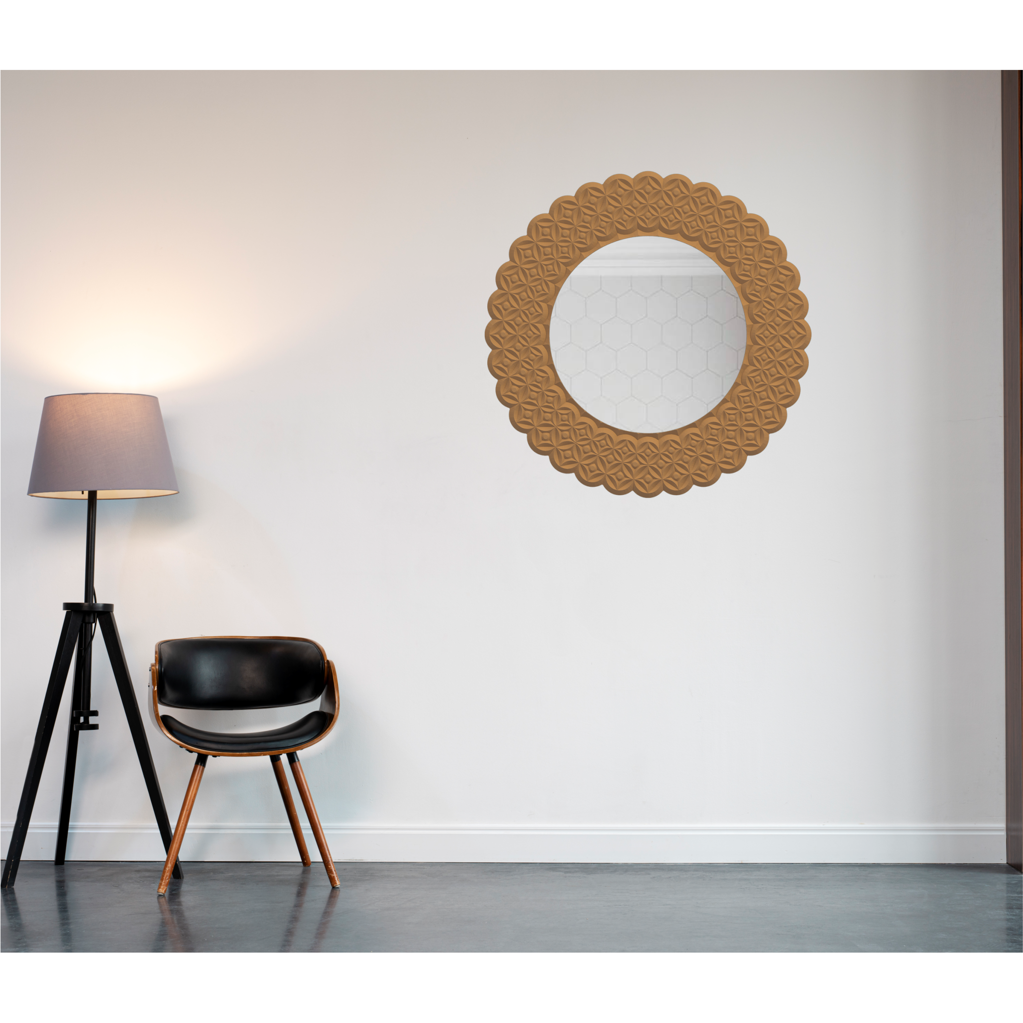 Farklı Çizgilerle Modern Ahşap Ayna Çerçeve  Farklı Motiflerle Şık ve Minimalist Tasarım