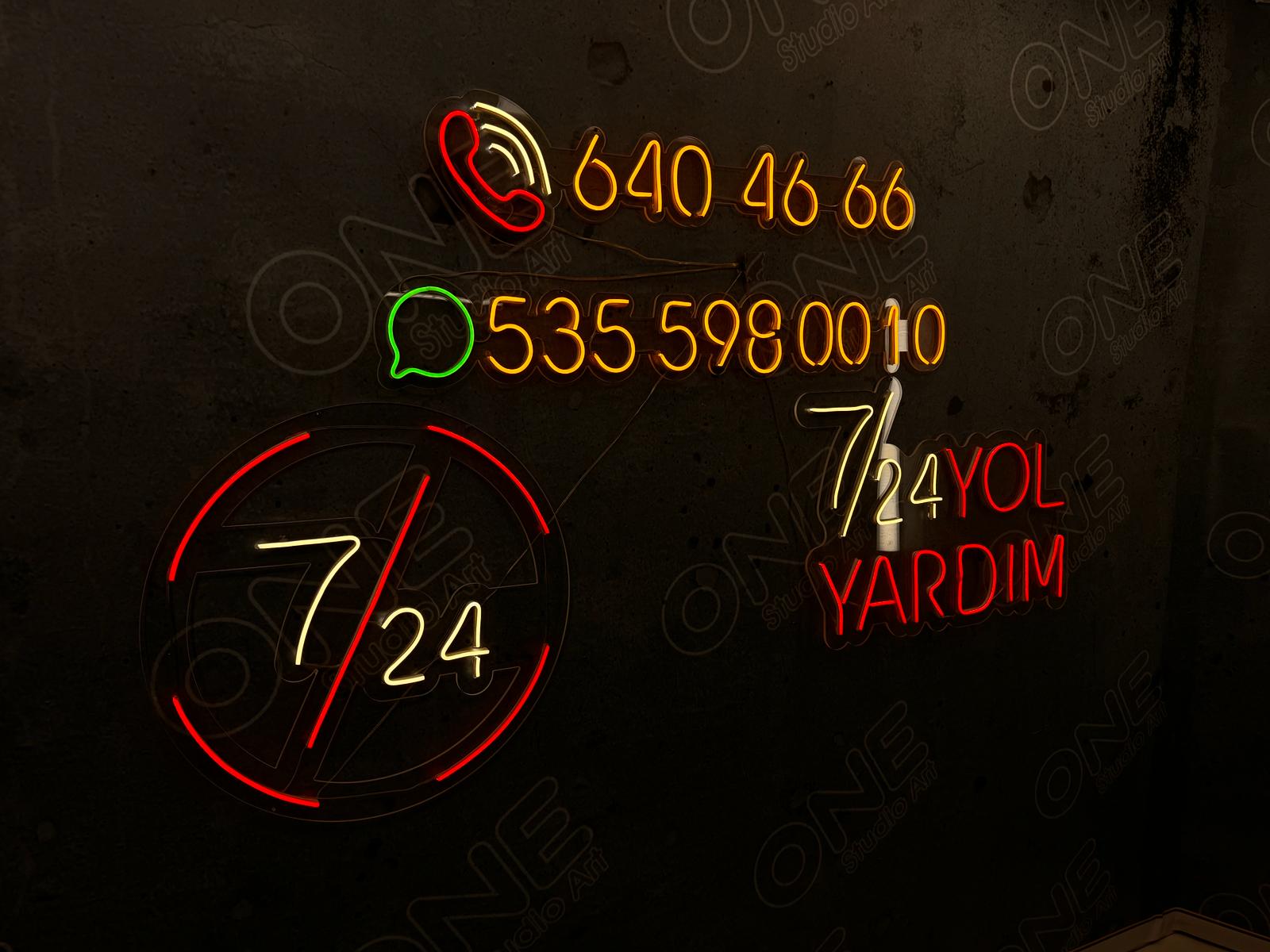 7/24 Yol Yardım Neon Tabela